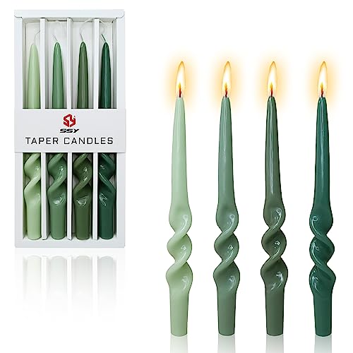 Spiral Taper Candle Green Candlesticks Set of 4 Gedengni