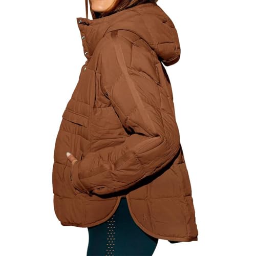 Womens Oversized Puffer JacketOversized Long Sleeve Hooded Coats Warm Lightweight Outwear with Pocket​3