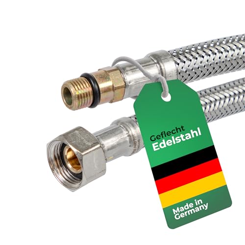 H2O-Flex® DN8 Panzerschlauch 3/8 Zoll ÜM x M10 x 1 AG kurz Armatur Flexschlauch 700mm Anschlussschlauch Wasserhahn Wasseranschluss Wasserleitung Verlängerung