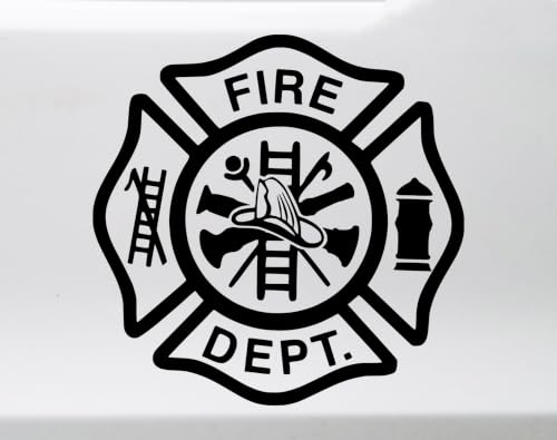 Image of Red - Fire Department Vinyl Decal Dept FD VFD Maltese Cross - 22.5w x 22.5h inches