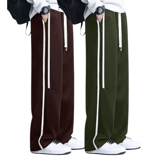 Image of GRECIILOOKS Korean Style Track Pants for Men - Loose Fit Lycra Cargo Joggers | Trendy Gym & Streetwear Bottoms with Utility Pockets (Available in Plus Size)