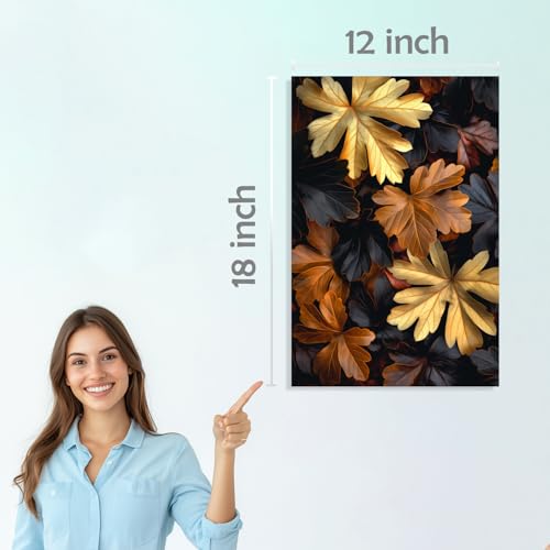 Image of SiddArtify Gold - Black Autumn Leaves Art Print Set - 300GSM Board - 12x18 Inch - Pack of 6 Wall Room Decoration art Poster Prints