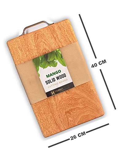 Image of Hutson Mango Wood Cutting Board with Handle - Heavy Duty Wooden Chopping Board with Reinforced Edge Strips, Reversible Knife-Friendly Kitchen Board (XL Mango Classic)