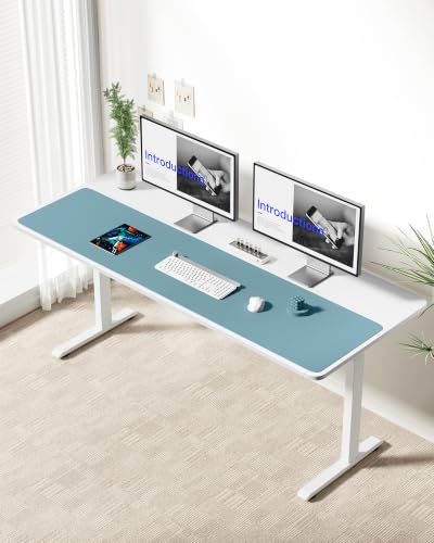 Image of YSAGi Leather Desk Protector, Office Mat, Large Mouse Mat, Non-Slip PU Leather Blotter, Laptop Desk Mat, Waterproof Writing Pad for Office and Home(Aquamarine, 55 inch x 17.2 inch)