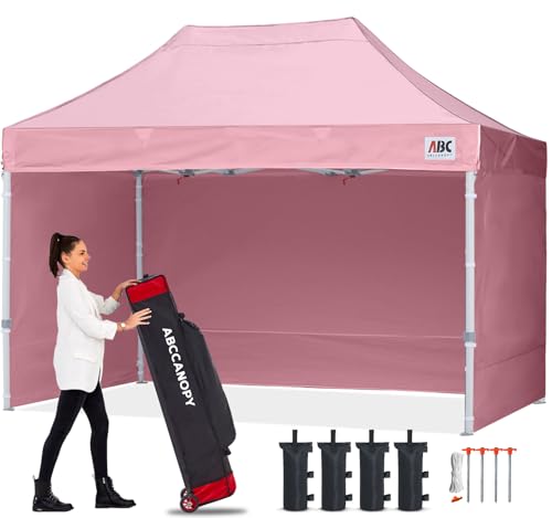Image of ABCCANOPY Commercial Pop Up Canopy Tent with Sidewalls 10X15,Pink