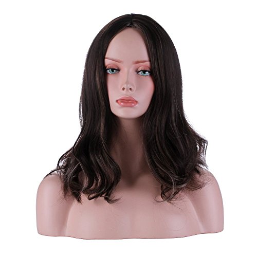 DAOTS Charming Wigs for Women Heat Resistant Synthetic Mixed Color Wavy Wig(Blonde and Brown) (17", Gold Brown)