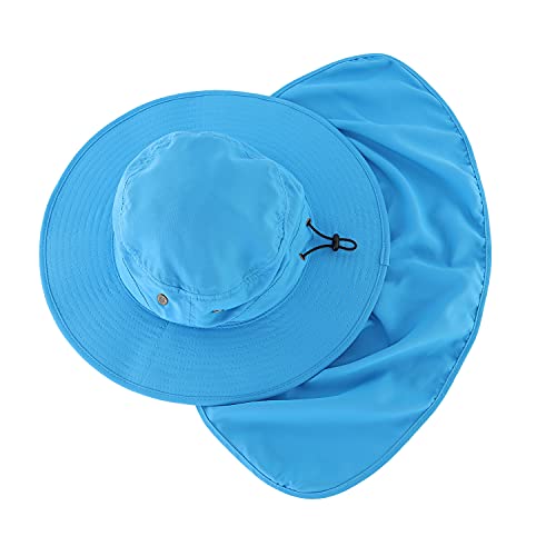 Image of Home Prefer UPF50 Mens Sun Hat with Neck Flap Quick Dry UV Protection Cap Womens Wide Brim Fishing Hat Neck Flap Beach Garden