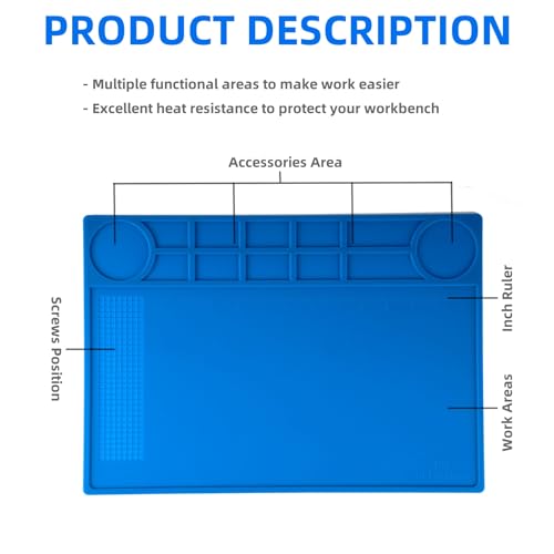 Image of Kaisiking Magnetic Silicone Soldering Mat Heat Resistant Soldering Repair Work Mat Electronics Soldering Mat (102 Soldering Mat)