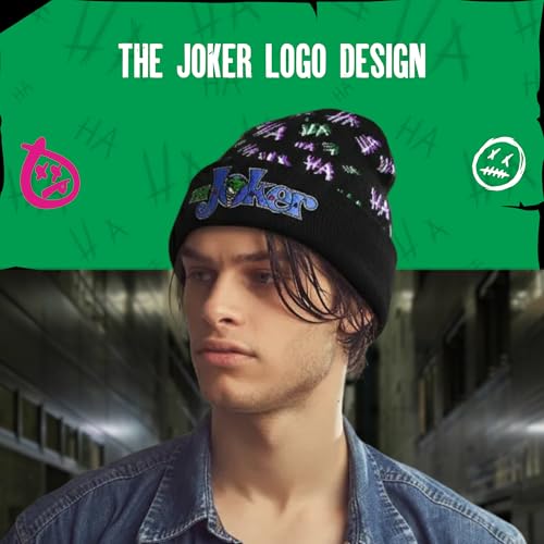 Concept One Dc Comics The Joker Beanie Hat, Knitted Cuffed Winter Skull Cap