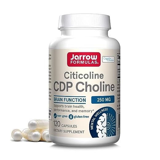 Jarrow Formulas Citicoline CDP Choline 250 mg, Dietary Supplement for Brain Health, Performance & Memory Support, 120 Capsules, 60-120 Day Supply