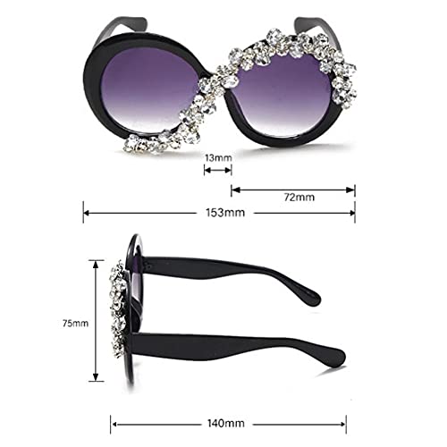 1pc Women Big Round Sunglasses Luxury Trendy Rhinestone Glasses Vintage Gradient Diamond Eyeglasses3