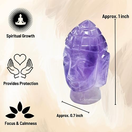 Image of Amethyst Crystal Buddha Head - Healing Stone Statue for Car, Living Room, Good Luck and Feng Shui Reiki Gift