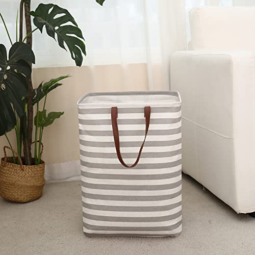 Yanzhi 2 Pcs Laundry Hamper With Long Soft Leather Handles,72L Collapsible Tall Large Square Laundry Basket,Separator Clothes Hamper Basket Foldable Laundry Organizer For Sort Clothes Storage(Graytw) #TOP4