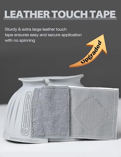 Image of Harrison Howard Rubber Bell Boots for Horses, Hoof Overreach Protection for Horses, w /Upgraded Leather Touch Tape