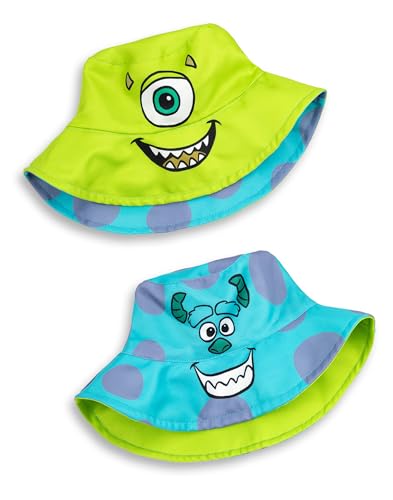 Disney Monsters Inc Reversible Bucket Hat | Green Mike Wazowski & Blue Sulley | Unisex Lightweight Hat
