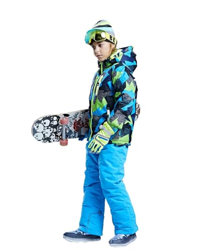 Image of WOWULOVELY Big Boy's 2-Piece Colorblock Snow Pants and Jacket Snowsuit Ski Suit