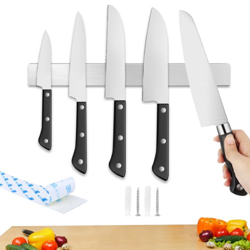 Magnetleiste Messer 40cm aus Edelstahl, MXTIMWAN Messerleiste Magnetischer Magnetisch, Magnetleiste Selbstklebend aus Edelstahl, Messermagnete Wand...