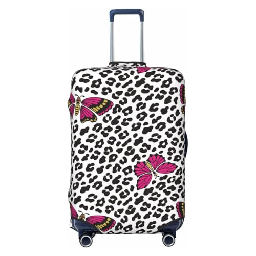 pink butterfly Leopard print Travel Luggage Covers - Elasticity Suitcase Covers Protector for Luggage 18-32 Inch