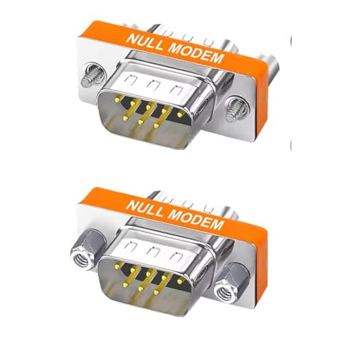 Adaptador DB9 Null Modem Macho a Macho, Acoplador DB9 Null Modem, Adaptador de Cambiador de Género DB9 Null Modem, Conector Serie Macho a Macho, Pin-out de Tipo Cruzado