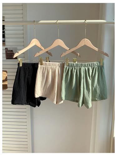 MakeMeChic Women's 3 Pack Linen Shorts Summer Lounge Sleep Pajama Boxer Shorts3