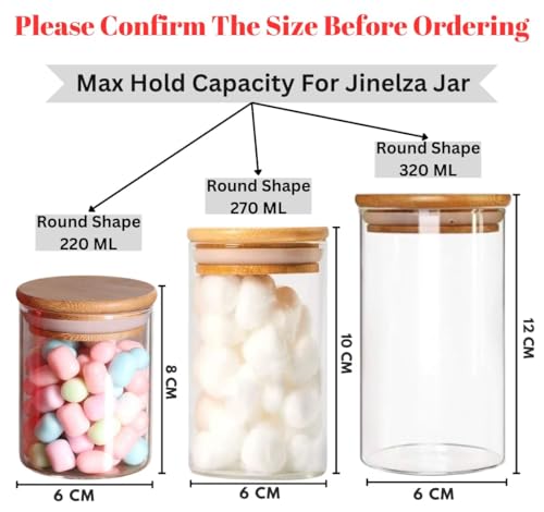 Image of Glass Food Storage Containers with Airtight Bamboo Lid, Coffee Storage Jars for Home Kitchen, Pantry Tea, Spices, Snack (ROUND 320 ML JAR, SET OF 12)