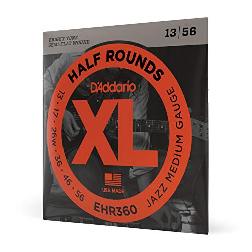 D’Addario EHR360 Cordes à filet demi-rond pour guitare électrique Jazz Medium 13-56 - Les Beatles, Paul McCartney, John Lennon, RIngo Starr, George Harrison D'Addario EHR360 Cordes à filet demi-rond pour guitare électrique Jazz Medium 13-56