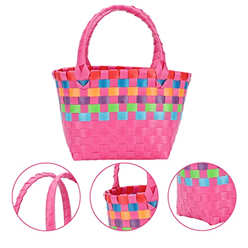 Mini Woven Basket Set Colorful Plastic Storage Baskets for Snacks Food Household Supplies Portable Tote for Beach or Picnic for Women3