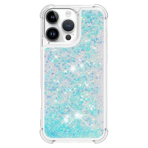 Coque liquide transparent iPhone 16 Pro Max avec étoiles bleues mobiles - 2
