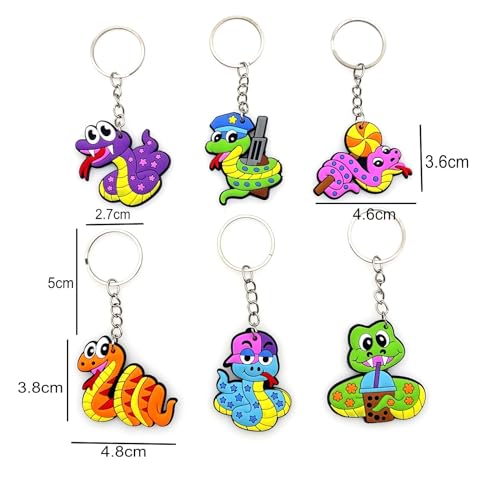 JZK 30 x Cartoon Schlange Schlüsselanhänger Schlüsselanhänger für Geburtstagsfeier Gefälligkeiten, Goody Bags, Kindergarten Klassenzimmer Preise, Lucky Dip Preise für Jungen, Partytütenfüller