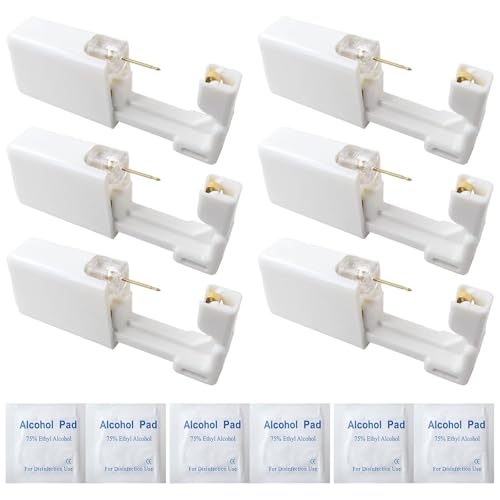 KOGUNXU 6Pcs Ear Piercing Kit, No-Pain Easy Use at Home Ear Piercing Gu-n Kit Tool with Earrings Stud