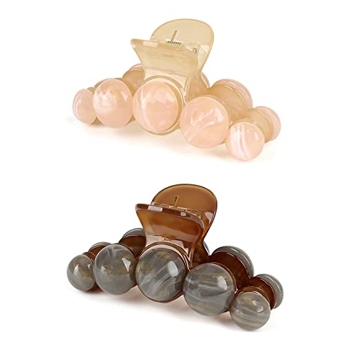 Naiseir Pearl Hair Claw Clips Large Claw Clip For Women And Girls Pearl Non Slip Hair Clip Jaw Clips Clamp Styling Accessories Gift Hair Accessories For Women Girls. (Coffee Color Clip Set) #TOP6