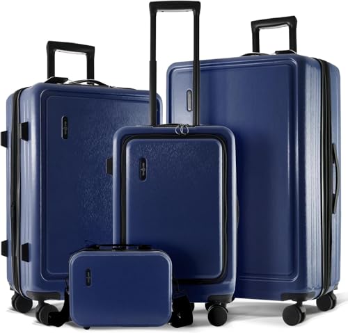 STORAGEBUD Hard Shell Luggage Sets with Spinner Wheels 4 Piece, Expandable Large Suitcases with TSA Lock, Travel Large Suitcase Set, Navy Luggage Set