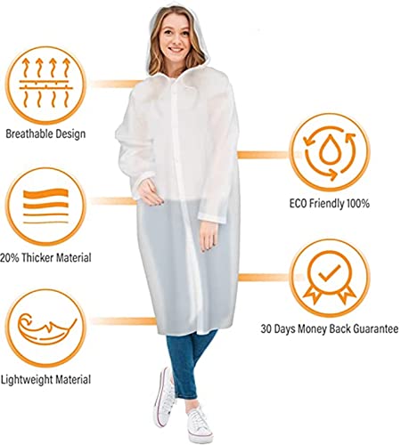 Reusable Adults Rain Ponchos, 2 Pcs EVA Portable Raincoats for Women Men with Hood for Disney Outdoor4