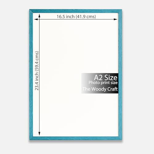 Image of A2 Size Photo Frame | Blue Photo Frames For Wall Decor | Smart Wall Frame | Wooden Photo Frame Crafted For Style | Stylish Big Photo Frames For Wall | Ideal Wooden Engraved Frame
