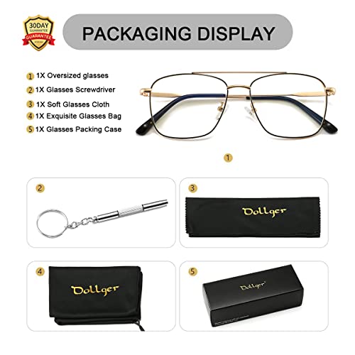 Dollger Square Clear Lens Glasses Non-prescription Fake Metal Aviator Frame Eyeglasses - Thumbnail 6