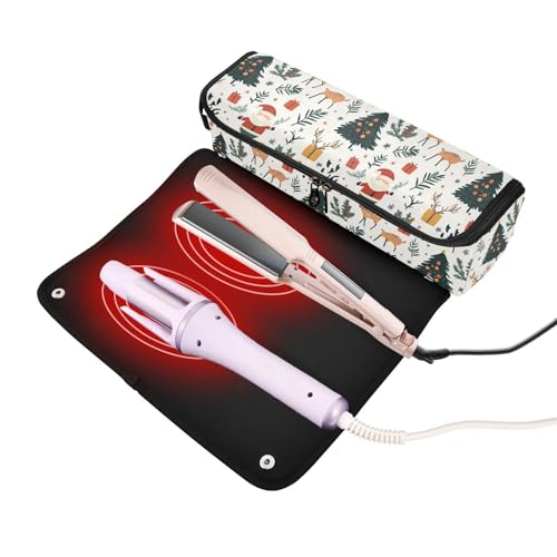 Bolso de viaje Festive Elements para herramientas de cabello, resistente al calor, con tapete protector para planchas, rizadores y accesorios de cuidado capilar miniatura 2