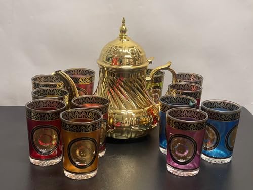 Set Da Tè Marocchino Vintage In Metallo Con Rilievo - Teiera, 4 Tazze E Piatto, Decorazione Tavola Lusso