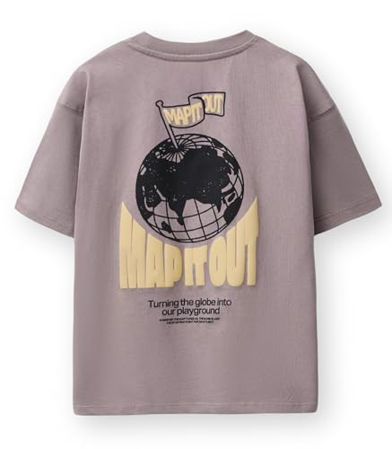 Image of Alan Jones Clothing Boys Oversized Cotton Printed T-Shirt | Round Neck, Short Sleeves, Casual Wear