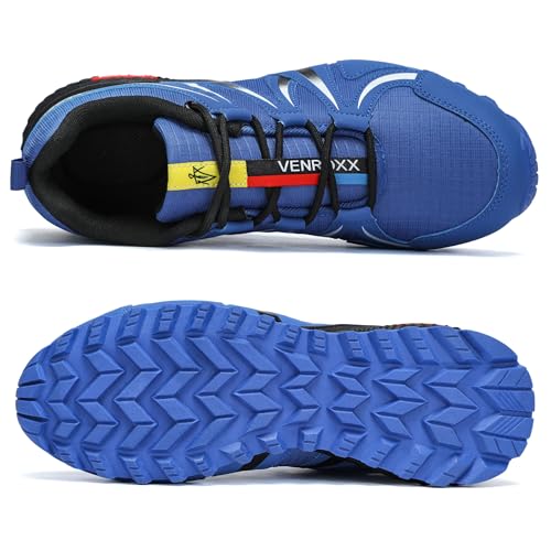 Men's Trail Running Shoes Lightweight Breathable-Mesh Non-Slip for Hiking & Walking Fashion Sneakers, Blue, 10.53