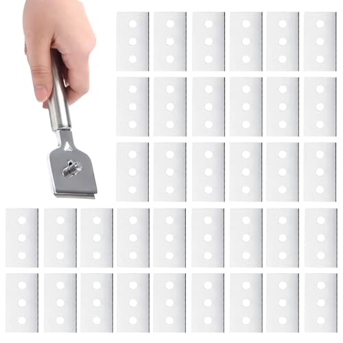 36 Stück Ceranfeldschaber Klingen Kochfeldschaber Ceranfeld Schaber Doppelseitige Edelstahl Kratzer Scraper Herd Glasschaber Glass Küche Herdschaber Politur Reiniger Tool Cleaning Ersatzklingen