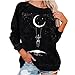 Damen Langarm Tops Vintage Sweatshirt Rundhals Lose Langarmshirt Halloween Mode Pullover Klassisch Skelett Druck Pulli Oberteile Herbst Winter Dünn Sweater Tunika T-Shirt für Festival