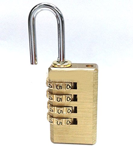 Padlock - 4 Digit Combination Lock - Weather Proof - 2.5-inch Gold HL-214