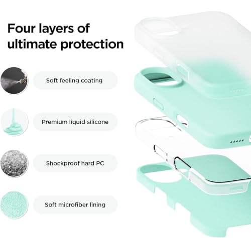 Image of SBMS Liquid Silicone Case for Apple iPhone 16 6.1-Inch, Silky-Soft Touch Full-Body Protective Phone Case, Shockproof Back Cover Case Pouch for iPhone 16 (Mint Green)