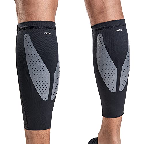 Nonzero Gravity Unisex Adult NZ-P12Ti Titanium Calf Compression Sleeves - Breathable Moisture-Wicking Secure Fit Therapy Running & Pain Relief Supportive Leg Wraps w/Titanium Panels, 1 Pair, X-Large