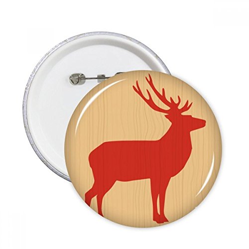 Pins Cerf en bois rouge lot de 5 badges boutons ronds, idée cadeau originale pour customisation