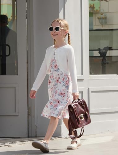 PATPAT Girls Cardigan Bolero Size 2-14 Years Kids Knit Long Sleeve Ruffle Open Front Button Cover Up Cropped Tops for Girls4