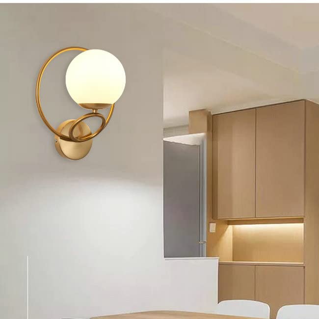Lámpara de pared moderna con diseño esférico y casquillo E27 en acabado dorado y negro