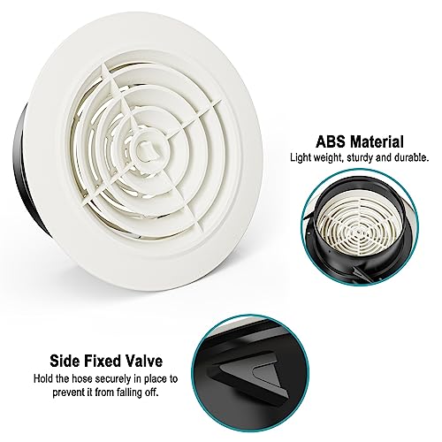 6 Inch Round Air Vent, Hg Power Adjustable Abs Louver, White Grille Cover Exhaust Vent Fit For Bathroom Office Kitchen Ventilation - Opening Size 5.75" #TOP2