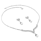 topwholesalejewel Rhinestone Necklace with Jet Teardrop Center Matching Dangle Earrings Jewelry Set