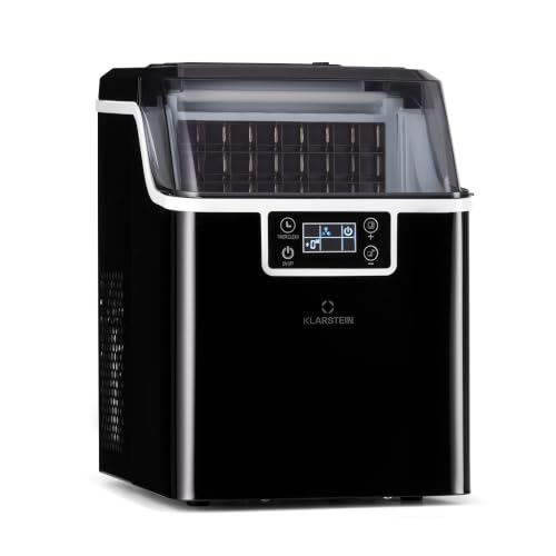 Klarstein Eiswürfelmaschine für Zuhause Camping Gastro, Schnelle Mini , Profi Eismaschine für Große Kleine Klare Eiswürfel, Selbstreinigend mit 3,2L Eiswürfelbehälter, 20kg/24h